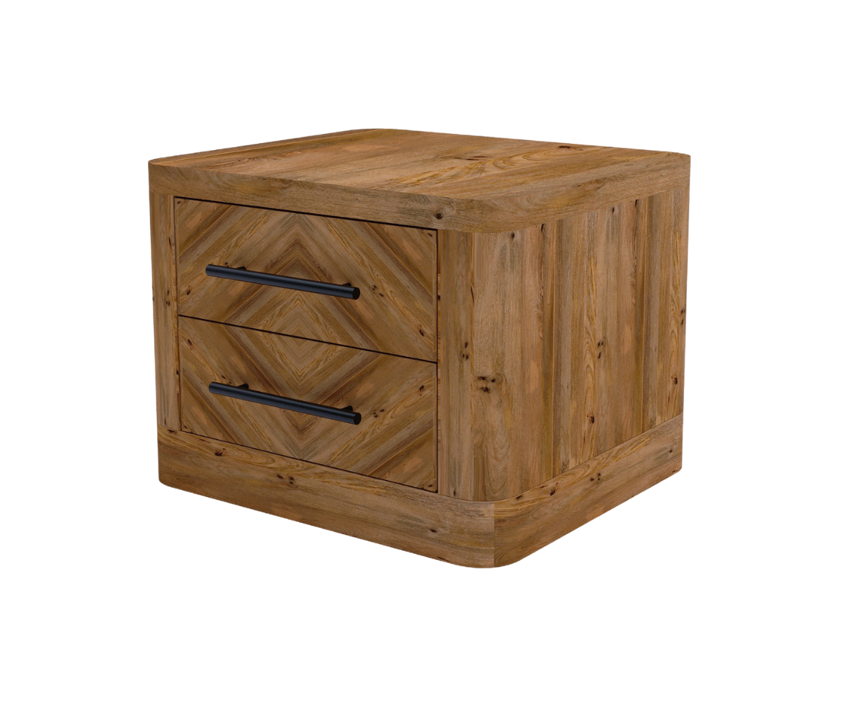 Riva Rustic Woodcraft Bedside Table With Drawers