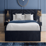 Moderna Upholstered Bed in dark blue Colour With Box Storage