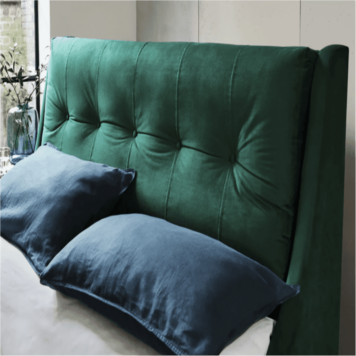 Luxuria Upholstered Bed in green Colour With Box Storage