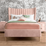 Royalrest King size Upholstered Bed in Light Pink Colour Without Box Storage