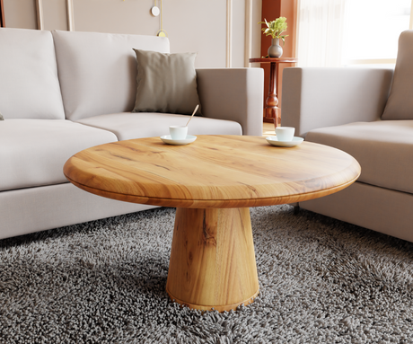 Selene Solid Wood Round Coffee Table | Living Room Coffee Table