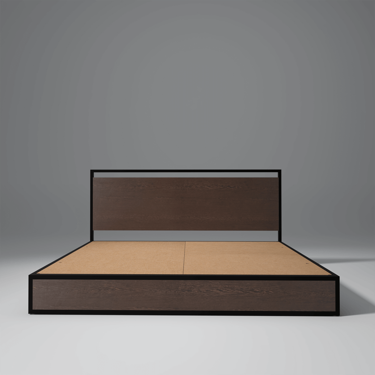 Indo Powder Coated Metal King Size Bed With MDF Wood In Wenge Brew