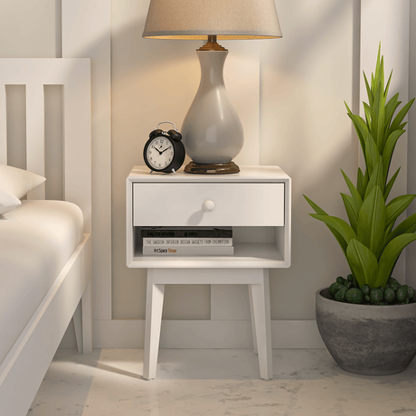 Maria MDF And Mango Wood Bedside In White