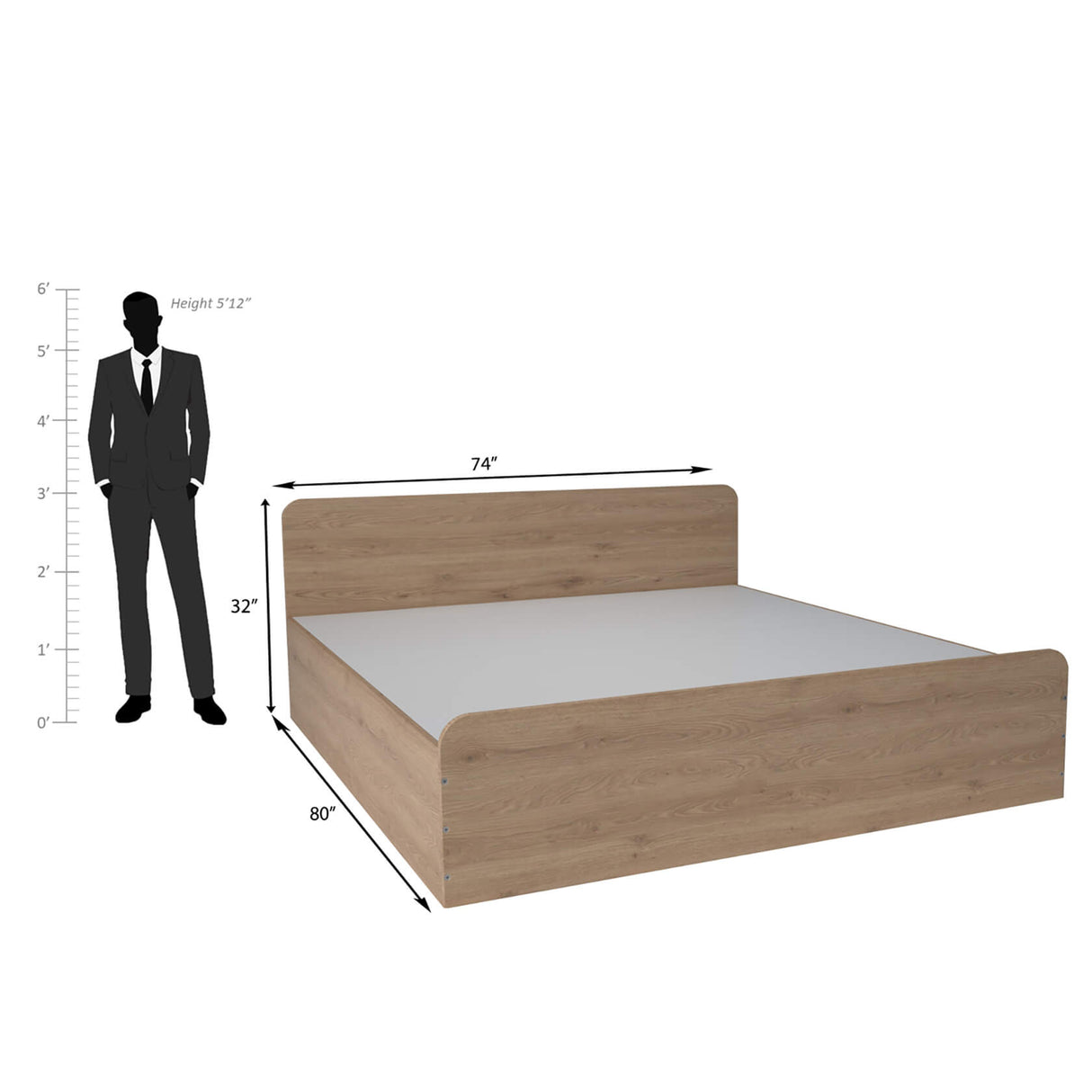 Somnen Engineered Wood Bed with Storage Box