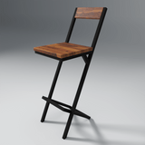 Sevio Iron And Sheesham Wood Bar Chair In Light Honey
