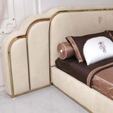 Croft King size Upholstered Bed in beige Colour With Box Storage