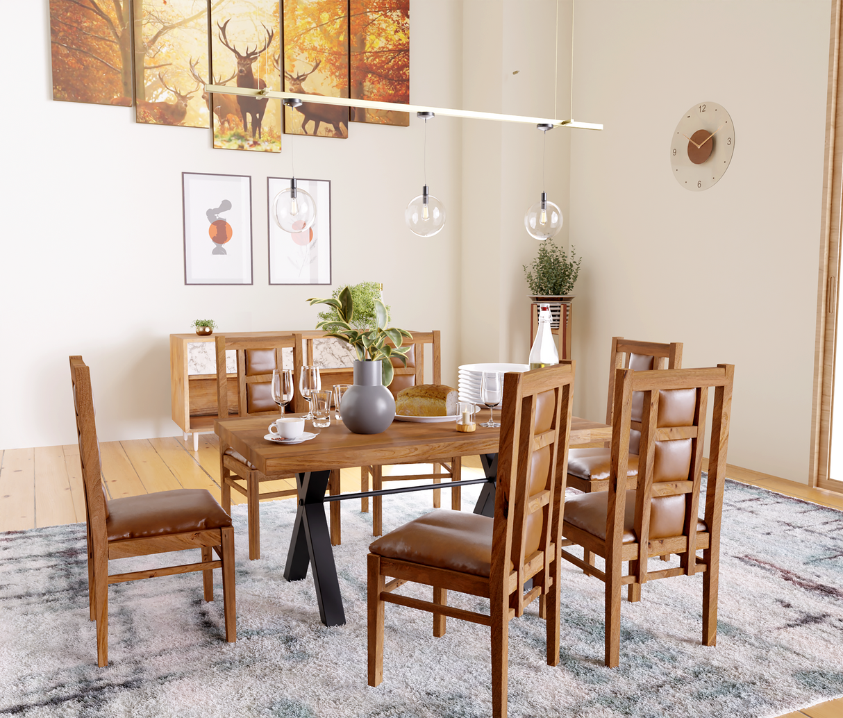 Urban Elegance Solid Wood Dining Table Set