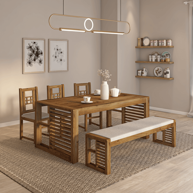 Garten Acacia Wood Dining Set with bench and 3 chairs Natural