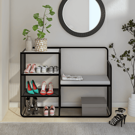 Cazo Iron And MDF Shoe Rack In Black