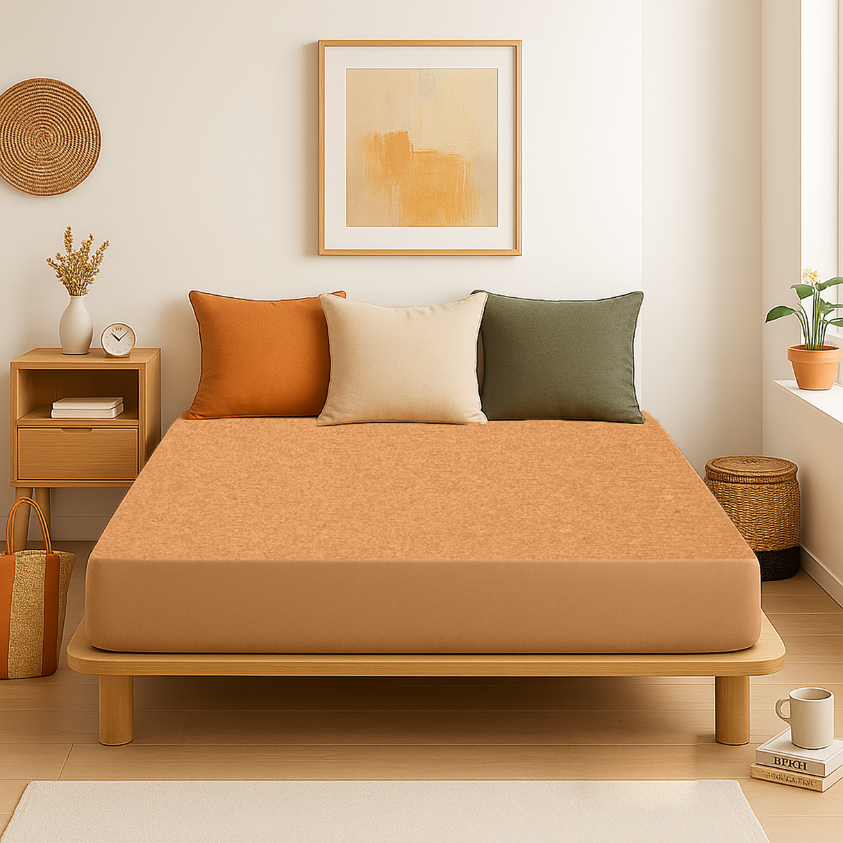 Premium Waterproof Mattress Protector – Soft & Breathable | Beige