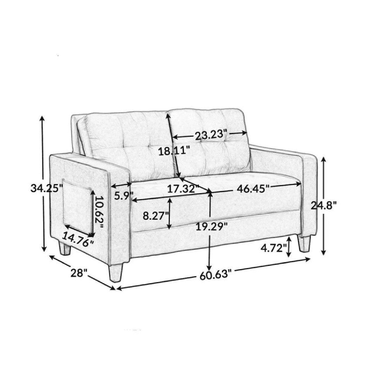 Camelback 3 Seater Sofa in grey colour