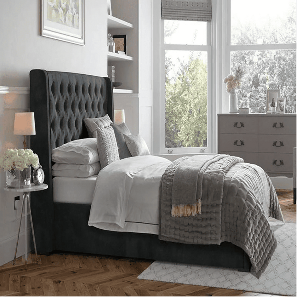 Sprucely King size Upholstered Bed in Beige Colour With Box Storage