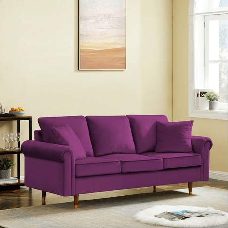 Cabriole 3 Seater Sofa in purple colour