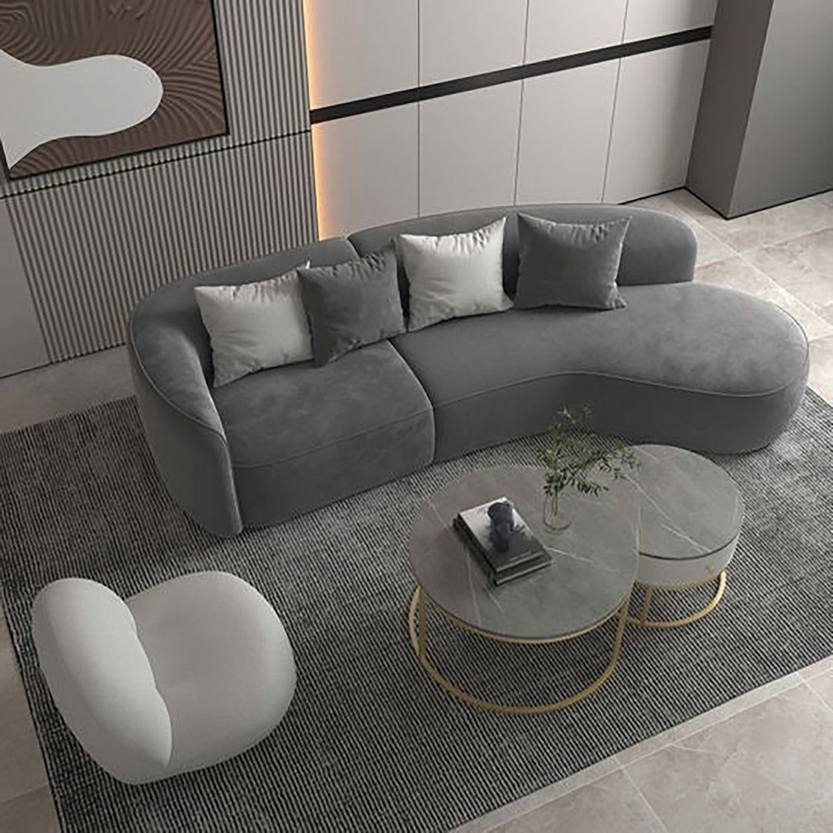 Futuristic 3 Seater Sofa in grey colour