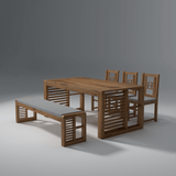 Garten Acacia Wood Dining Set with bench and 3 chairs Natural