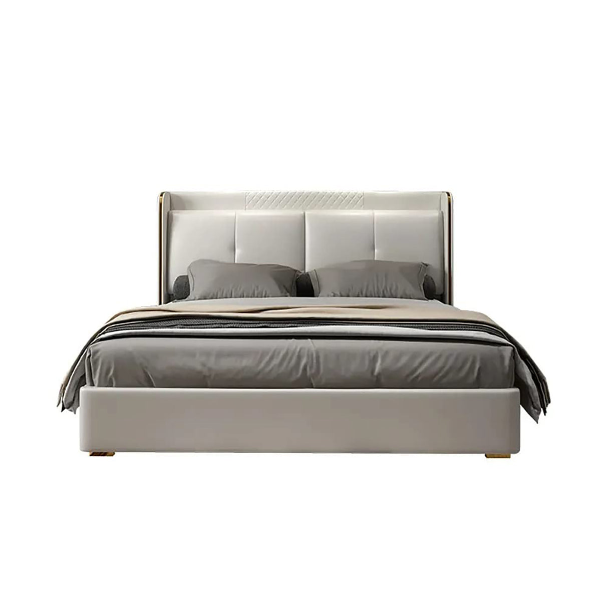 Alderglen King size Upholstered Bed in Grey Colour With Box Storage