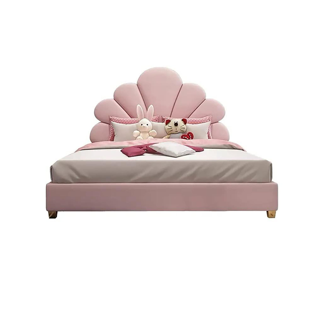 Heirloom King size Upholstered Bed in Light Pink Colour Without Box Storage