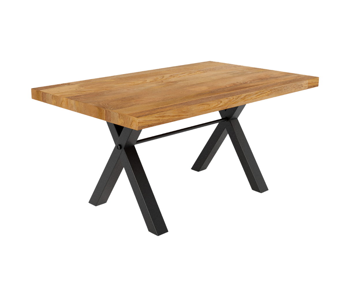 Urban Elegance Solid Wood Dining Table with Metal Legs