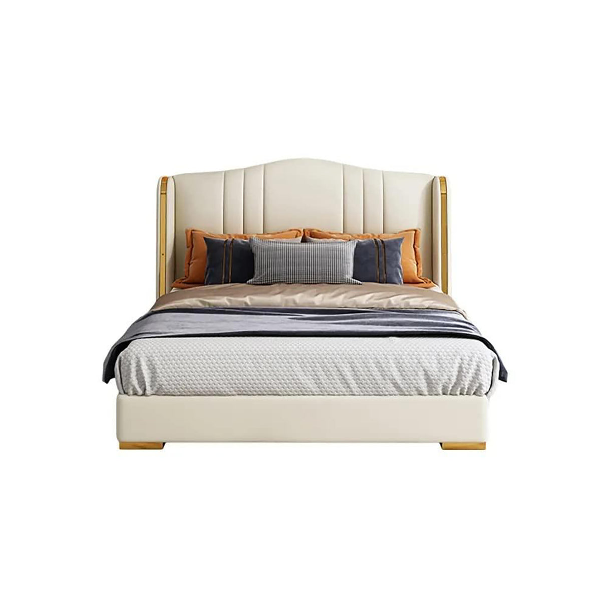 Pinnacle Upholstered Bed in Beige Colour With Box Storage