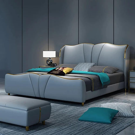 Equinox King size Upholstered Bed in aqua Colour With Box Storage