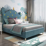 Mirage Upholstered Bed in blue Colour Without Box Storage