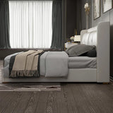 Alderglen King size Upholstered Bed in Grey Colour With Box Storage