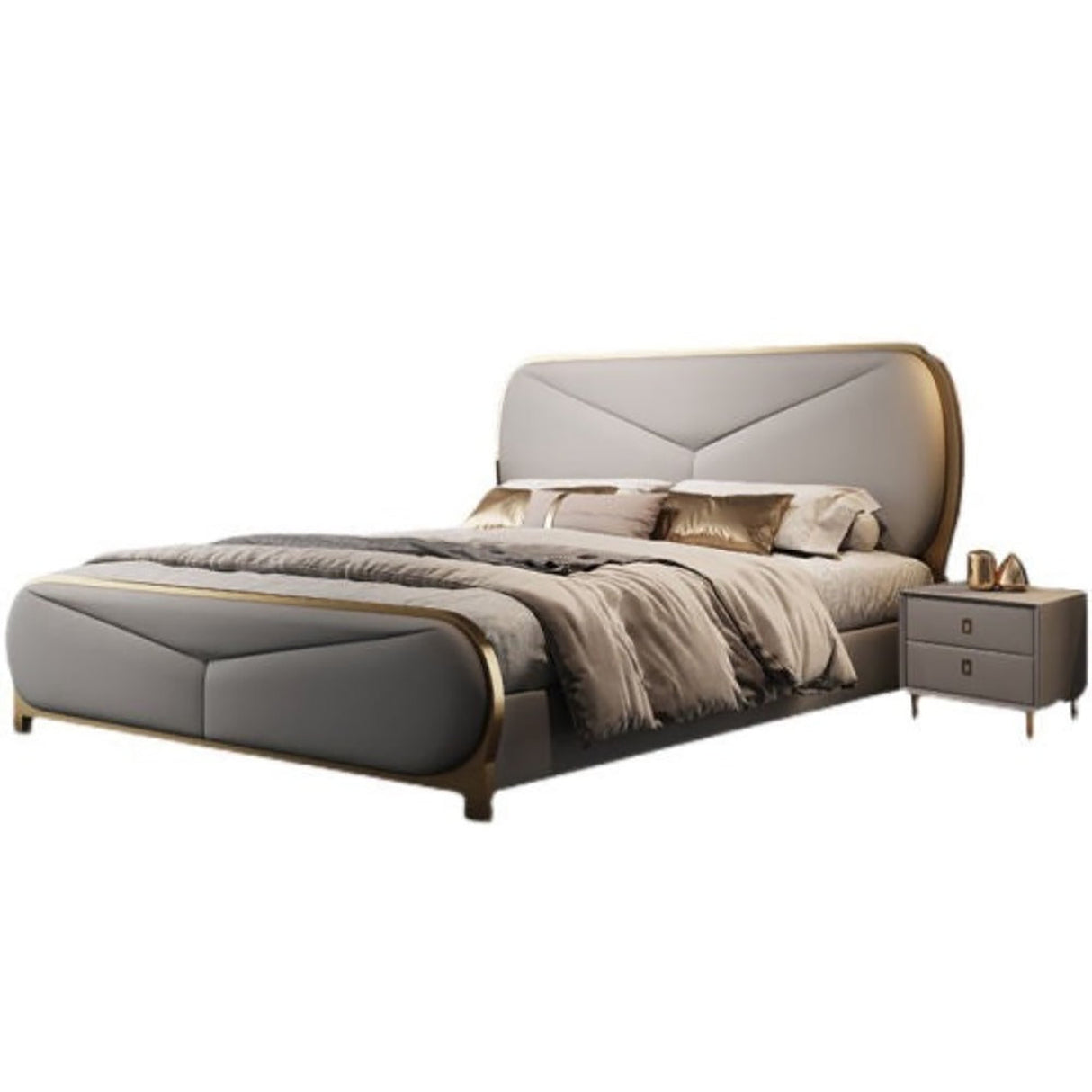 Edarian Upholstered Bed in grey Colour With Box Storage