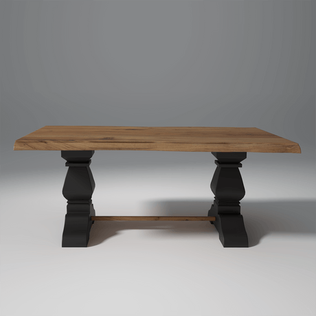Lice Edge Mango And Acacia Wood 6 Seater Dining Table in Walnut and Black Finish