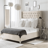 Trundle King size Upholstered Bed in Grey Colour Without Box Storage