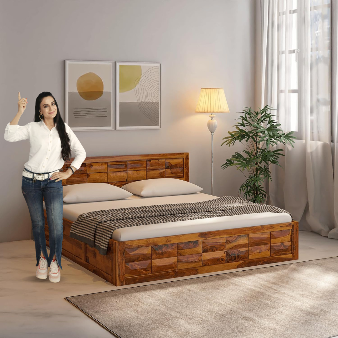 Arcadia Sheesham Wood Bed With Storage