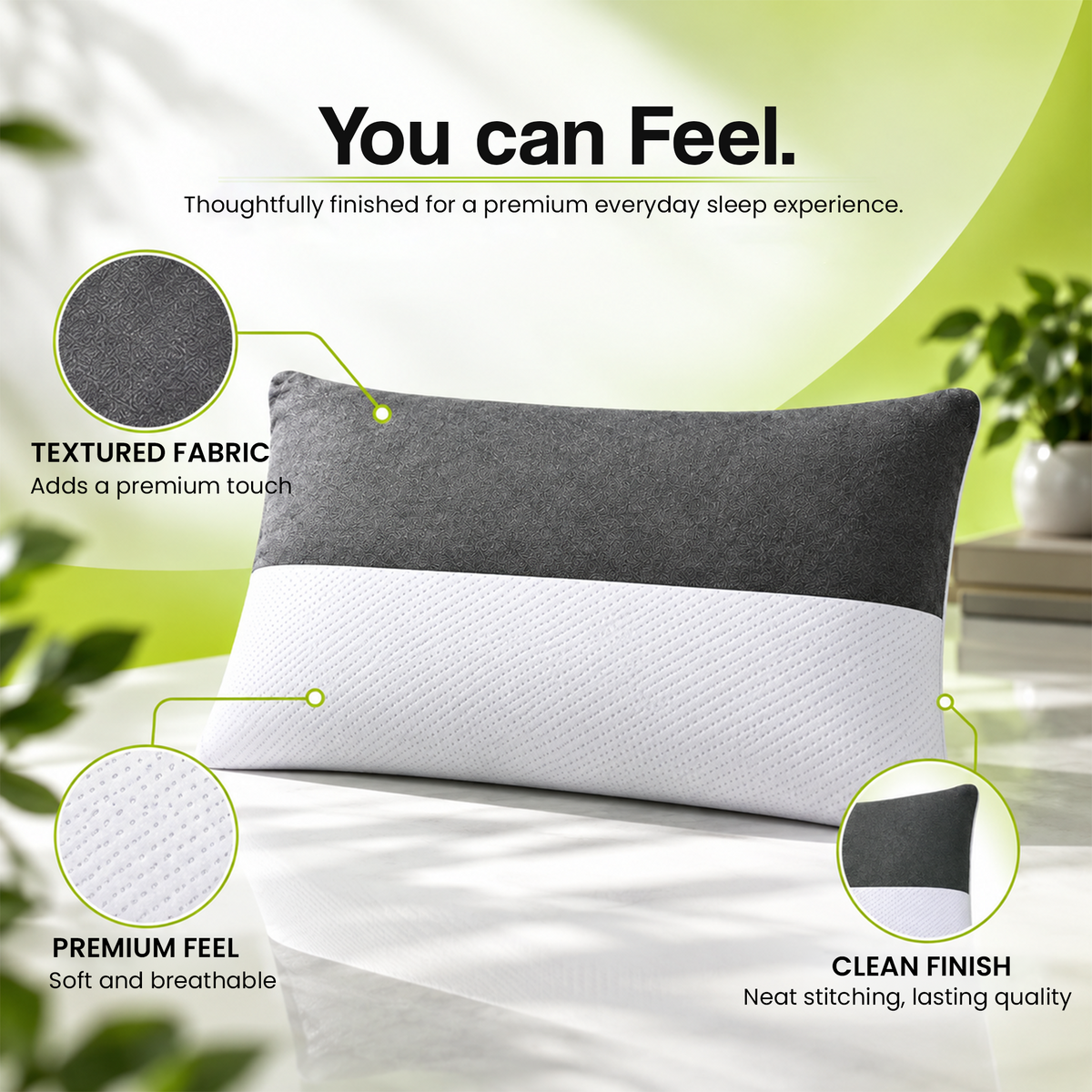 BetaRest Fiber Pillow in White – Ultra Soft, Breathable & Fluffy Bed Pillow for Peaceful Sleep (Size: 27x16 Inches)