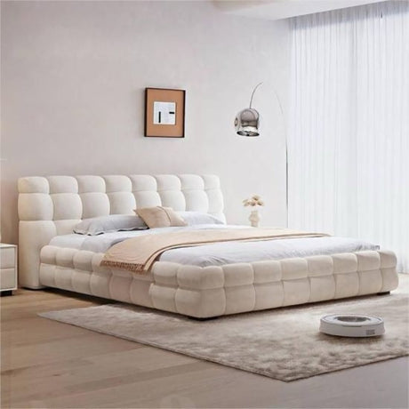 Maple Upholstered Bed in beige Colour With Box Storage