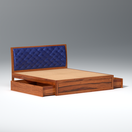 Eleganz Sheesham Wood Bed with Box Storage in Maharani Colour