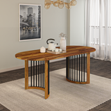 Andress Sheesham Wood C & Iron Leg Dining Table in Light Honey Finish (4 Seater)