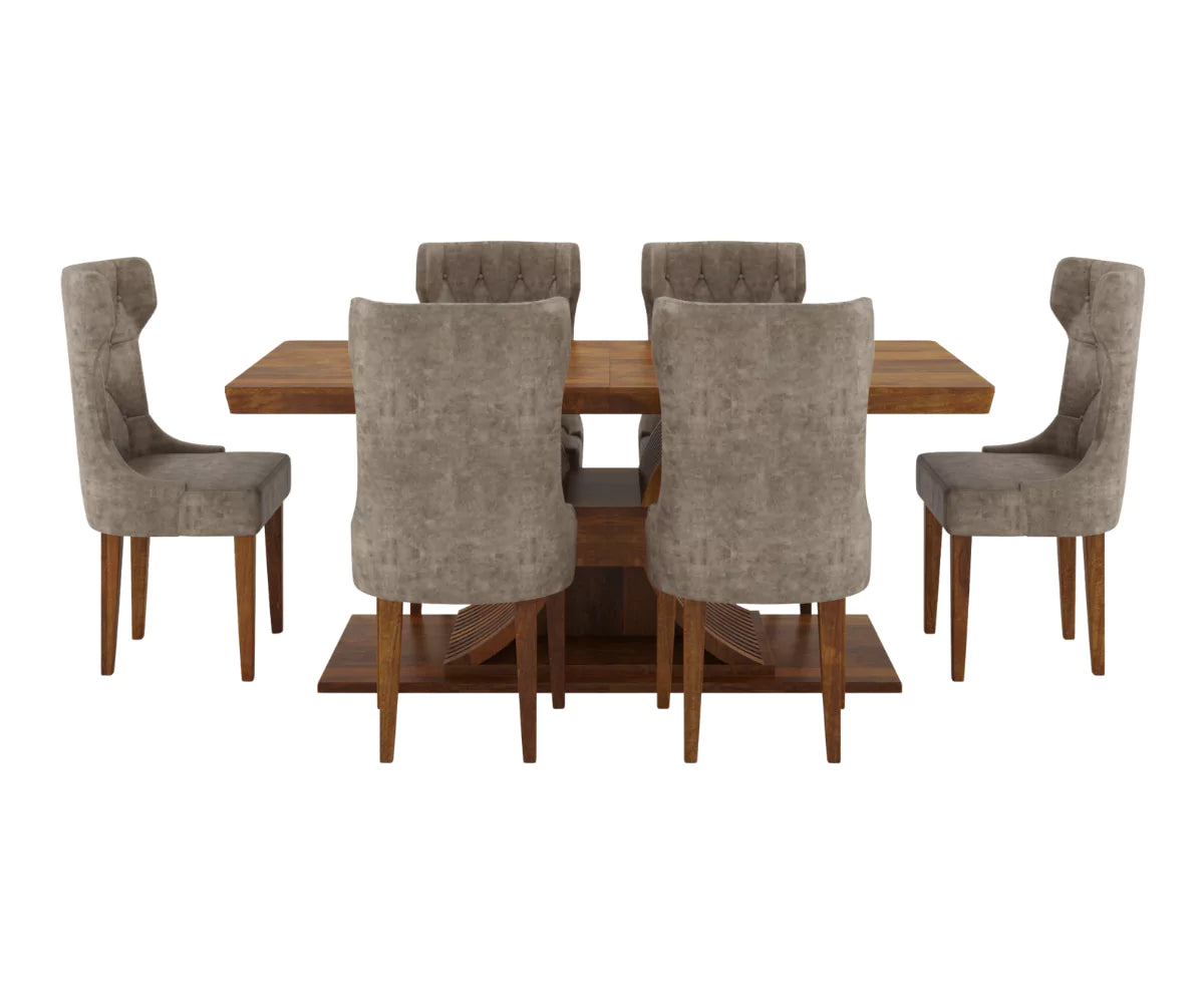 Caelistra Extendable 6-8 Seater Dining Table and Chairs Set, Side Angle.