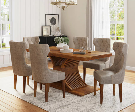 Caelistra Extendable 6-8 Seater Dining Table and Chairs Set