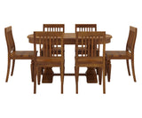 Coralia Extendable Double Pedestal Dining Set, Front View.