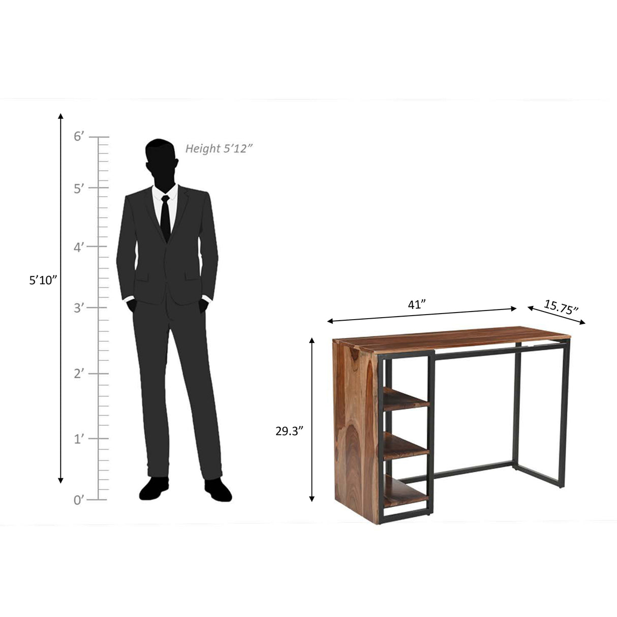 Nekot Iron And Sheesham Wood Study Table In Light Honey