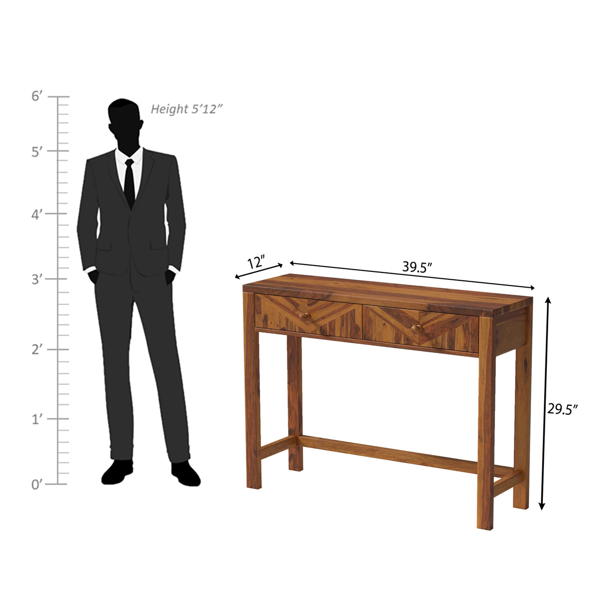 Alpha Sheesham Wood Console In Light Honey