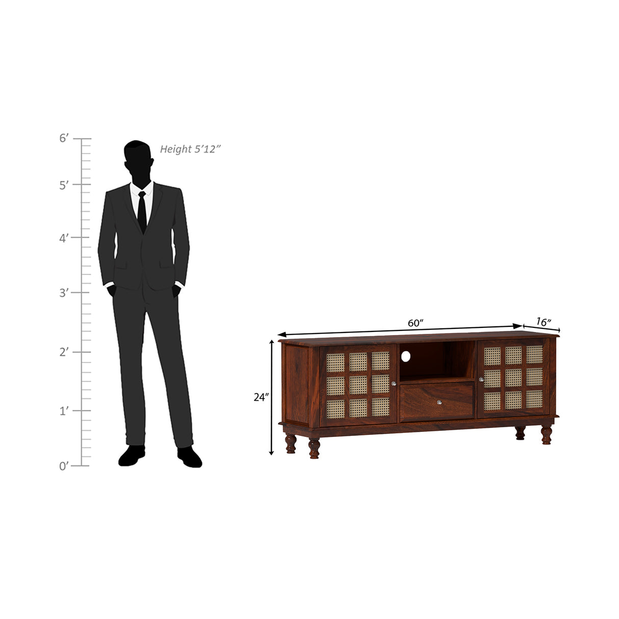 Solstice Sheesham Wood TV Unit in Dark Maharani Colour