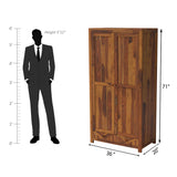 Alpha Sheesham Wood Wardrobe in Light Honey Finish