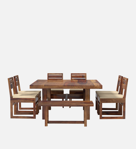 Crenn Sheesham Wood 8 Seater Dining Set In Reddish Walnut Color