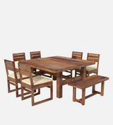 Crenn Sheesham Wood 8 Seater Dining Set In Reddish Walnut Color