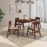 Ducasse Mango Wood Dining Table Set In Walnut With 6 Seating