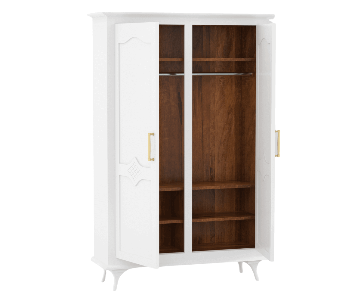 Ecluvin White 2 Door Wardrobe | Luxury Bedroom Wardrobe