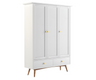 Eluxin White Solid Wood 3 Door Wardrobe with 2 Drawers, White Shade.