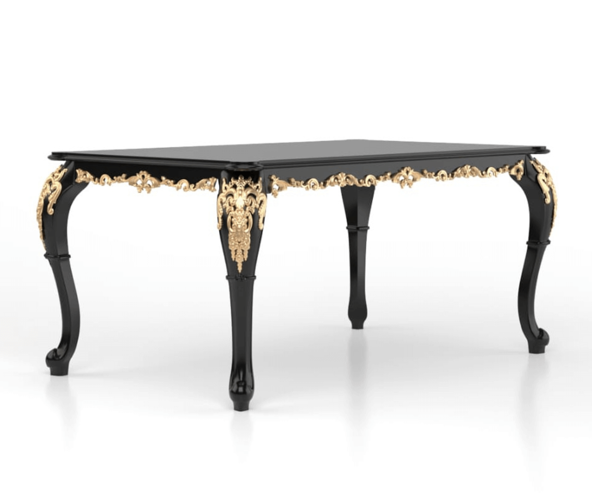 Exquisite Solid Wood Luxury Dining Table, Black Finish.