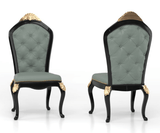 Exquisite Solid Wood Luxury Upholstered Chairs, Black Finish.