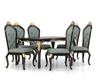 Exquisite Solid Wood Luxury Dining Table Set, Black Finish.