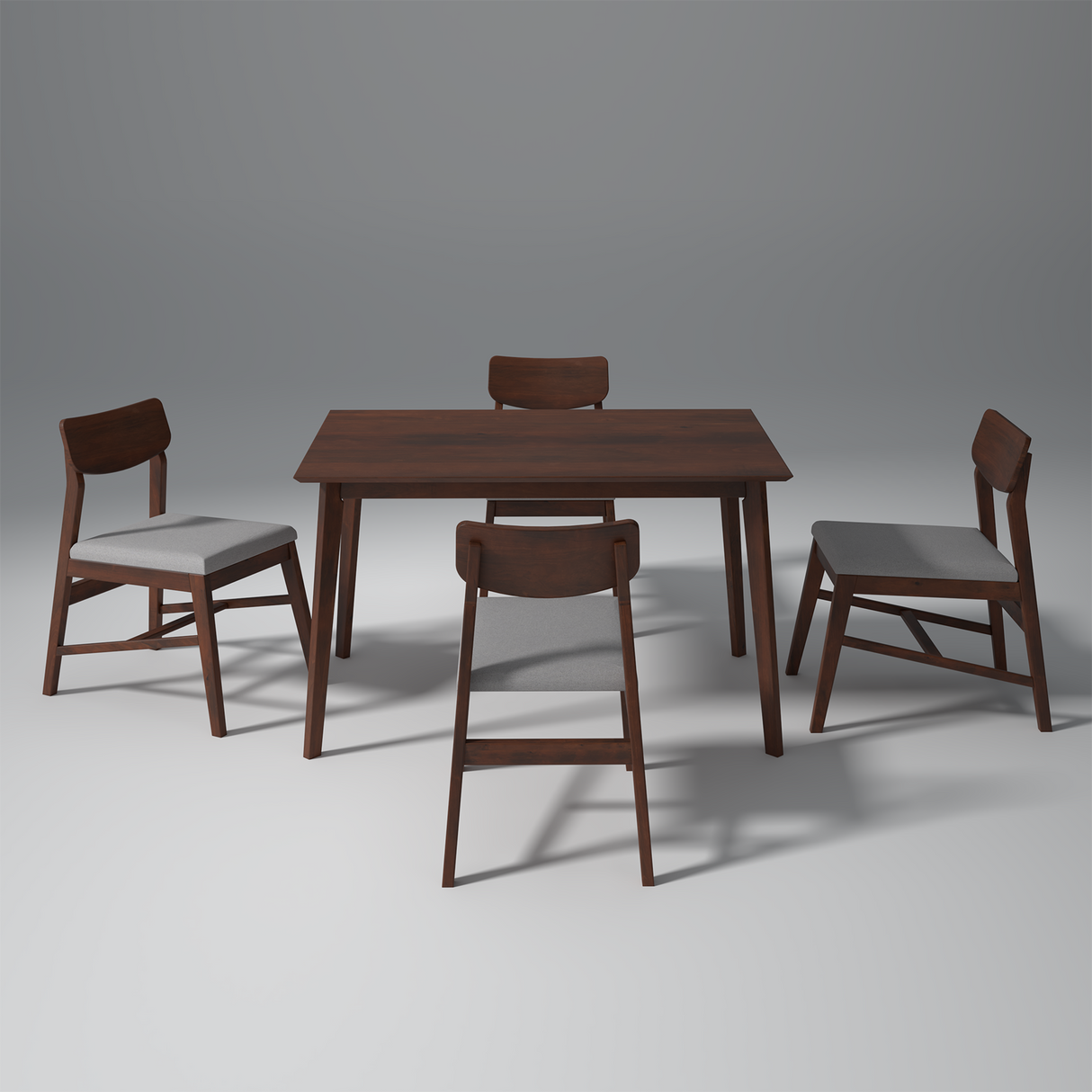 Ducasse Mango Wood Dining Table Set In Walnut With 6 Seating